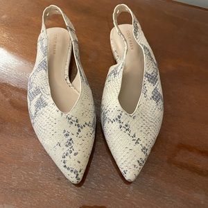 Cole Haan Embossed SnakePrint Shaved Suede Leather pointed toe sling back flats